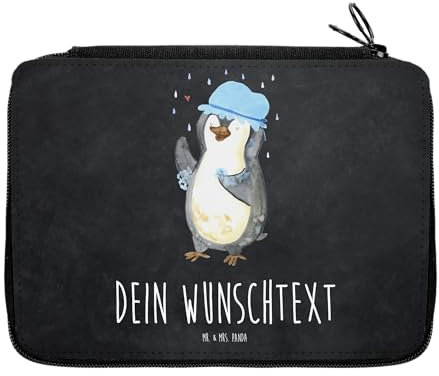 Mr. & Mrs. Panda Personalisierte Federmappe Pinguin Duschen - Personalisierte Geschenke, Bestückte Federmappe, PersonalisierteS Stifte Etui, Kind,
