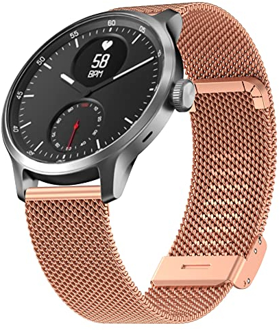 Hiseus Metall Armband Kompatibel mit Withings ScanWatch 42mm, Edelstahl Verstellbarer Ersatzarmband Kompatibel mit Withings Steel HR 40mm/Steel HR Sport Armband (Roségold)