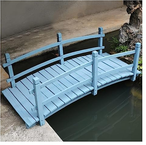 Puente del Jardín Puente De Jardín Al Aire Libre, 1,4 M Pequeño Pasarela De La Pasarela del Arco con Barandillas De Seguridad, para Pequeños Arroyos/Corrientes/Estanque, Mancha Azul Acabada
