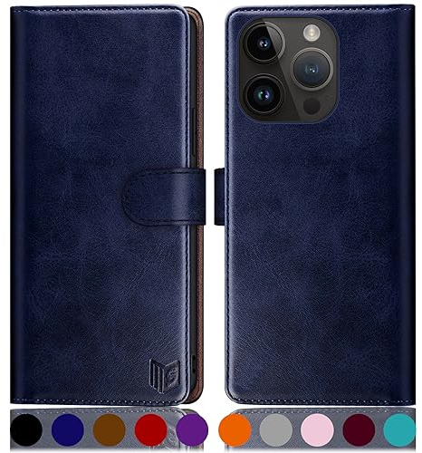 SUANPOT for iPhone 15 Pro Max 6.7 inch case with [Credit Card Holder][RFID Blocking],PU Leather Flip Book Protective Cover Women Men for Apple 15 Pro Max Phone case Blue