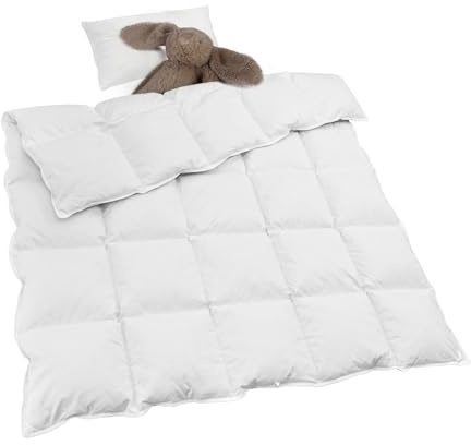 zzlamb Kids Toddler Comforter Crib Blanket, Warm Baby Down Quilt Crib Comforter Small Duvet Insert, Lightweight Soft Noiseless Cotton-Blended Shell Down Proof Machine Washable, White 41x48in
