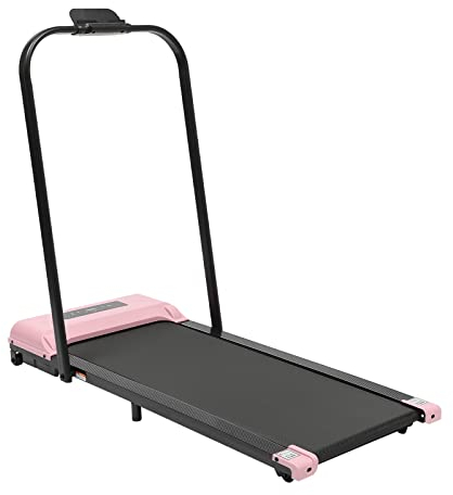 Tapis de course pliable 2 en 1, 3,0 CV, sous le bureau, tapis de course électrique, avec télécommande et affichage LED, pour la marche, le jogging pour la maison/le bureau (rose)