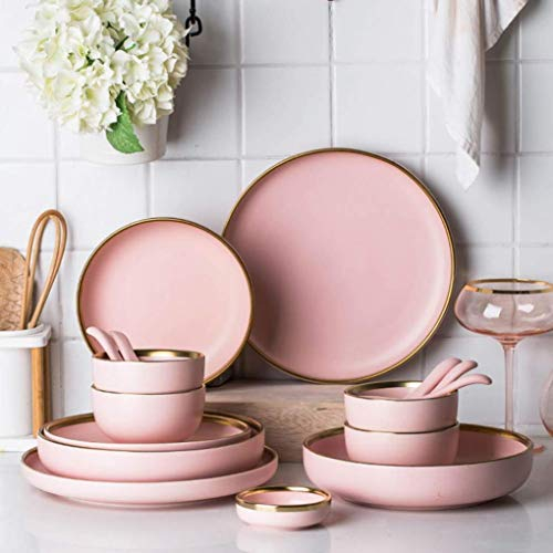 Set da tavola in ceramica opaca da 20 pezzi di Phnom Penh rosa opaco, regali di inaugurazione della casa