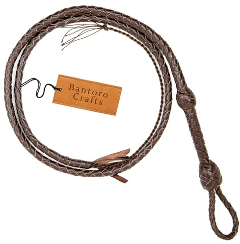 Mini frusta in pelle da 91 cm di lunghezza, colore marrone, piccole fruste che si spezzano