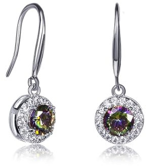 Zavana Silber Ohrhänger für Damen und Teenager-Mädchen im Halo-Design, silberne Ohrringe für Frauen mit schimmernden Zirkonia-Steinen, elegante Ohrringe Silber Hängend für Damen