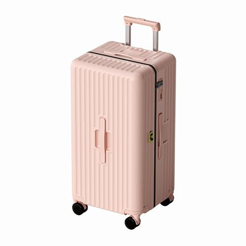 Koffer Trolley, Rollkoffer Reisekoffer Hartschalen 4 Rollen, Spinner Handgepäck,TSA, 100% PC(77cm, 110L,Rosa)