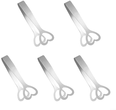 5 Stück Eiszange, Zuckerwürfel, Zange, Edelstahl, Mini-Servierzange, Herzform, Eisclip für Küche, Tee, Party, Kaffee, Bar