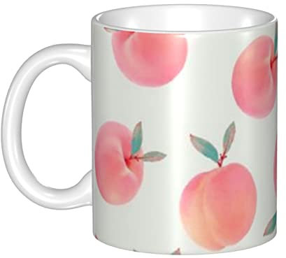 Pink Peach-Tassen, Kaffeetasse mit aufgedrucktem Muster, personalisierte Keramiktassen für Cafés zu Hause, Tasse mit Stiel, farbenfrohe personalisierte Geschenke, reine handgefertigte Keramik