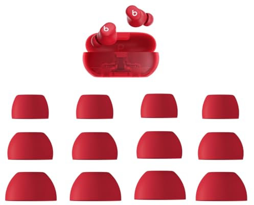 Zotech Replacement Earbud Tips for Beats Solo Buds, 6 Pairs, Transparent Red, Soft Silicone, S/M/L Sizes