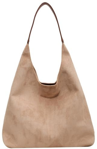 XUANXIE Damen Wildleder Tote Bag Groß Shopper Tasche Hobo für Arbeit, Schule, Reisen, Einkaufen - Off-white