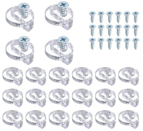 BodenträGer Kunststoff Transparent Mit Stahlstift, 22stk.Glashalter Clips Kit Spiegelhalter 13mm Durchmesser TüRen, Fenster Mit Schrauben