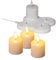 LED Kerze warm weiß aufladbar mit Ladestation 4er Set - 5 x 5 cm - Künstliche Stumpenkerze mit Flackereffekt Akku betrieben - Deko Licht für Weihnachten Advent Hochzeit Geburtstag Kerze flammenlos