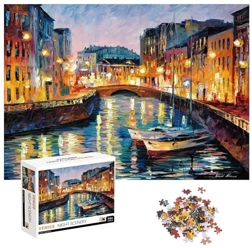 Puzzle 1000 Pieces,Puzzle Erwachsene, Helle und farbenfrohe Puzzles, Indoor-Puzzle-Kreativspiel zur Entspannung von Erwachsenen und Erziehung von Kindern oder als Geschenk (die Kanäle von Venedig)