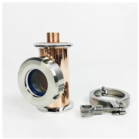 BYLSAGWHT 2 51mm OD64mm Copper Sight Glass Union Tri-Clamp Tee with Copper Bubble Set, Lens Column for Homebrew, Height 120mm