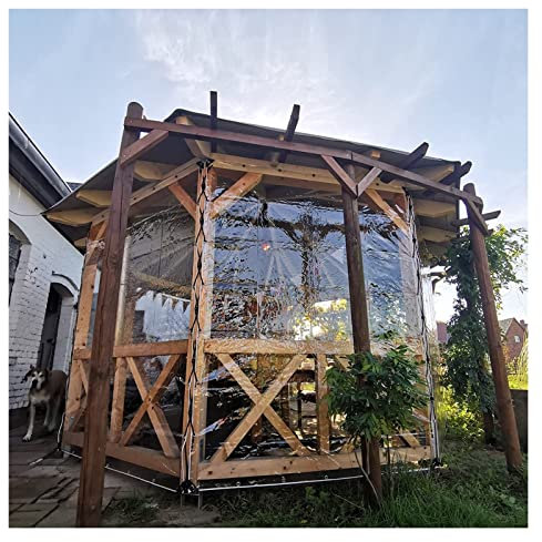 Bâche en plastique PVC imperméable transparente avec œillets pour meubles de jardin, piscine et toit de plantes, 3 x 3,8 m