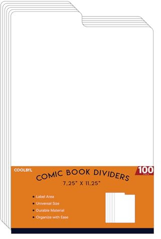 Coolbyl Comic Book Dividers 100ct – Premium Organizers for Comic Collections, Durable Archival Comic Book Dividers with Tab, Perfect Size for Storage Box (WihteComicDivider100ct)