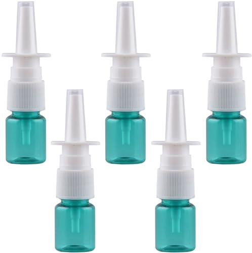LJJCSFF 5 Stück 5 ml Nasenspray-Pumpflaschen, nachfüllbare Nasensprühflaschen, Comestic feiner Nebel, Zerstäuber, Mini-Kunststoff-Sprühflaschen, grün