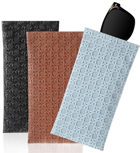Yuanchu Brillenetui Weich, 3 Stück Tragbare Brillentasche Sonnenbrillen Etui Wasserdichte PU Leder Brillenetui Tragbare Schutzhülle Brillenhülle Sonnenbrillentasche für Damen Herren