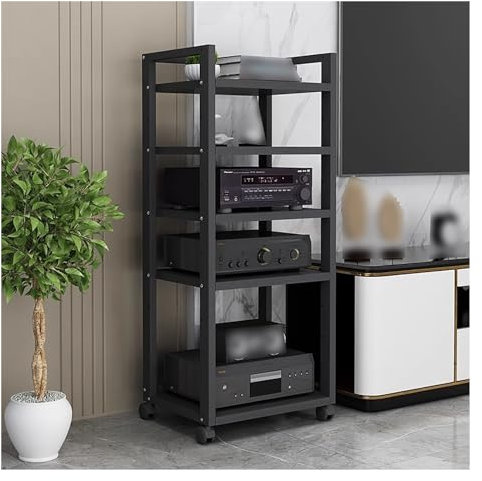 120 cm/47 Zoll hoher 5-lagiger Medienständer, Audio-/Video-Komponentenschrank, Stereo-Komponenten-Rackschrank, AV-Schrank für Home-Office-Kino, Plattenspieler-/Plattenspieler-/Stereo-Receiver-Rack (s