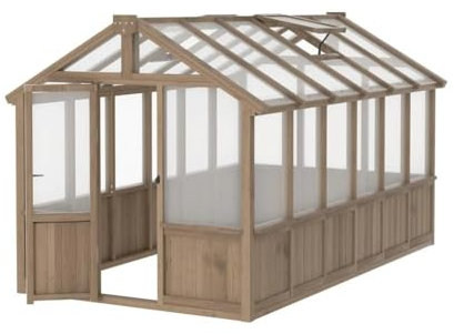Serre en Bois et Polycarbonate de 6 x 12 pi avec fenêtre ventilée et Porte verrouillable, Serre de Plain-Pied adaptée à l'arrière-Cour, au Patio(6 X 12 FT)