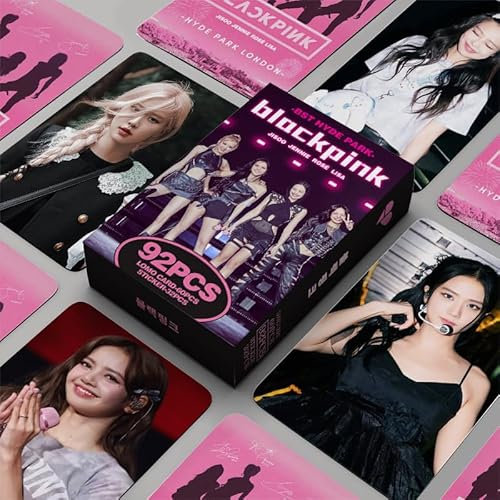 ZRHMCJEN 92 Pieces Bp Lomo Cards 6X9Cm, Black-P Photocard Black&Pink Box Cards Pack For Fans/F