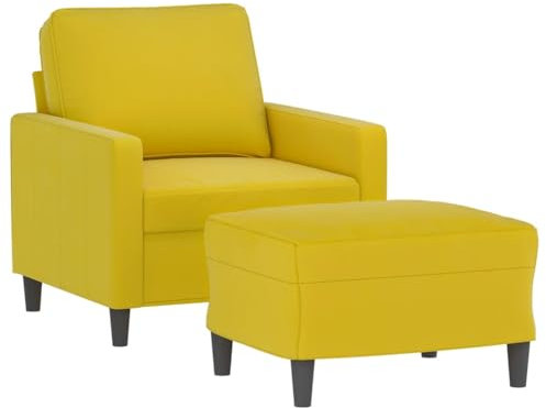 HEFZGDB Sessel mit Hocker Gelb 60 cm Samt Loungesessel Jugendsofa Kleines Sofa Big Sofa für Büro Schlafzimmer Empfangsraum Wohnbereich