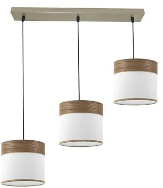 PRENDELUZ Lichtleiste, 3 x E27, Leder und dunkles Holz, 60 x 16 cm, ideal zum Dekorieren und Beleuchten von Innenräumen.