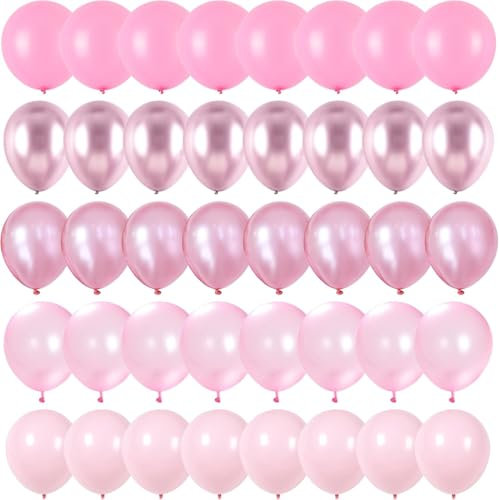 Lot de 60 ballons roses de 30,5 cm - Métallique - Rose clair - Macaron rose clair - Ballons à l'hélium pour filles - Décoration de fête prénatale - Décoration d'anniversaire de mariage