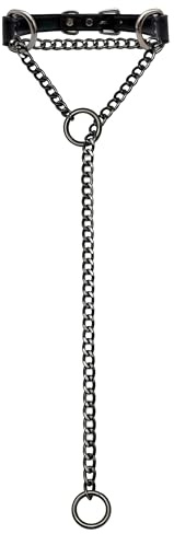 EverGlimp Verstellbare Leder-Slip-Kettenhalskette für Damen, handgefertigter Punk-Choker mit doppelten O-Ringen, Metallkette Y-Halskette für Streetwear, Cosplay & besondere Anlässe, 24'', Kunstleder