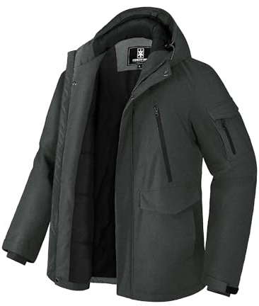 Pioneer Camp Herren Winter Jacke Wasserdicht Warm Fleece Gefüttert Winddicht Herren Parka Mit 9 Taschen Männer Outdoor Coat Jacket Hooded (S-XXL)