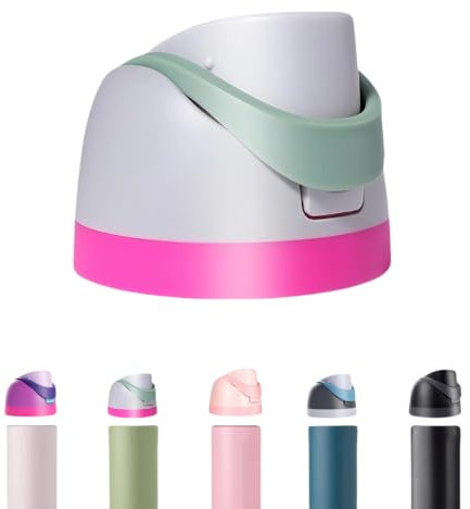 Lid Replacement for Owala Freesip, Compatible with Owala Cup 24oz 32oz 40oz 16oz, One Button Water Bottle Top Replacement Accessory, Leakproof, BPA-Free (Bright Pink + Green)