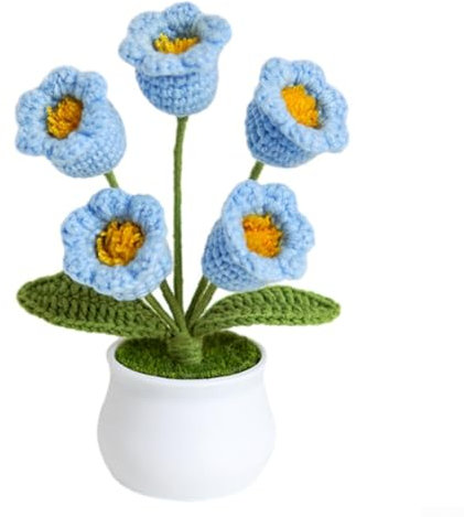 Incantevole collezione di piante in vaso di orchidee tessute a mano, 5 pezzi, per una decorazione unica della casa (Blueland 5 teste)