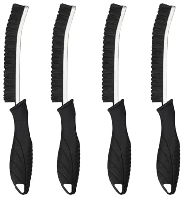 Eckenreinigungsbürste, 4-teilig – Spaltenreinigungsbürsten mit harten Borsten, Fugenbürste für Fliesen, Böden, Küche, Bad, Fenster, Toilette, Badewanne und Waschbecken, Neue gezahnt (Black)