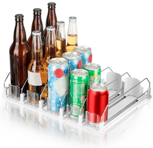 VINATO Organizador Nevera Dispensador de Latas para Frigorifico Organizador Latas Nevera Dispensador Cerveza 5 Filas Automático Ajustable