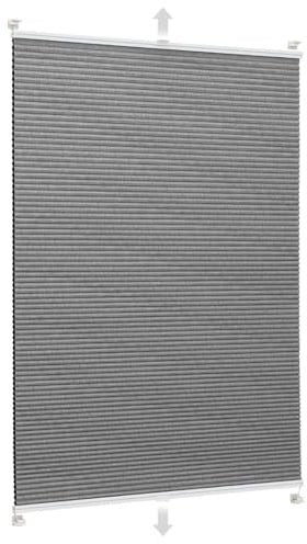 Sekey Wabenplissee Ohne Bohren Verdunkelung Rollo 100% verdunkelnd Blickdicht, Klemmfix, Aluminiumschiene, Grau, 80 x 200cm (BxH)