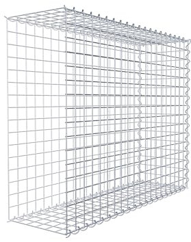 GABIONA Cesta de piedra de gavión rectangular, malla de 5 x 5 cm, profundidad de 30 cm, cesta de cultivo tipo 2, cierre de espiral, galvanizado (100 x 80 x 30 cm)