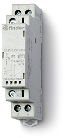 Finder 223202304520PaS Schalter, modular, 230 V AC/dc 1 Nr. 1 KN AgSnO2 25 A mechanischer Anzeige/LED-Wahlschalter