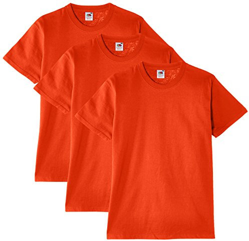 Fruit of the Loom Men's Heavy T-Shirt Pack of 3, Orange, X-Large