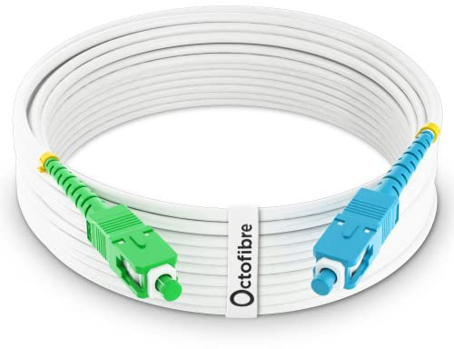 Octofibre - Câble Fibre Optique Freebox - 10m - Renforcé avec Blindage Kevlar - Rallonge/Jarretière Fibre Optique - SC APC vers SC UPC - Garantie 10 Ans