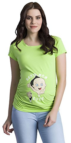 Best Mom Ever - Lustige witzige süße Umstandsmode mit Motiv Umstandsshirt für die Schwangerschaft T-Shirt Schwangerschaftsshirt, Kurzarm (Hellgrün, Small)