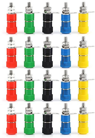 20Pcs 4 mm Conector Banana, 5 Colores Conector de Terminal del Altavoz del Poste para el Enchufe de Pltano