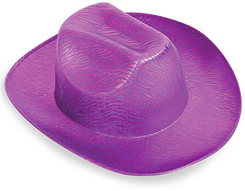 KarnevalsTeufel Cowboyhut bunt mit Zebramuster für Erwachsene Partyhut (Lila)