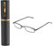 Cold Toy Federscharnier Lesebrille Damen Herren Metall Schmal Klein Mini Leicht Lesehilfe Sehhilfe Klare Arbeit Brillen Stärke mit Etui (Schwarz, 3.00)