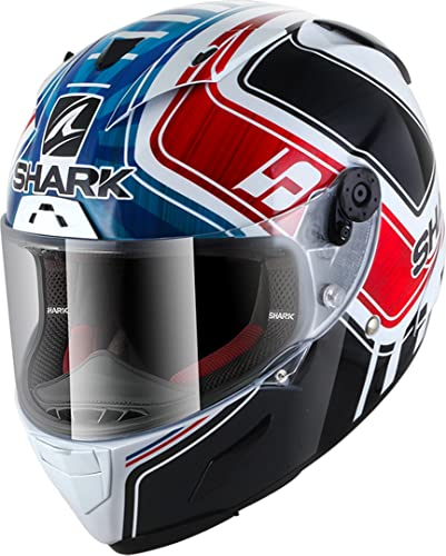SHARK Herren NC Motorrad Helm, Weiss/Blau/Rot, XS