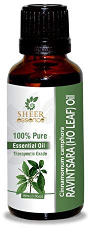 Ravintsara (Ho Leaf) Oil (Cinnamomum Camphora) Essential Oil 100% Pure Natural Undiluted Uncut Therapeutic Grade Oil 1.01 Fl.OZ