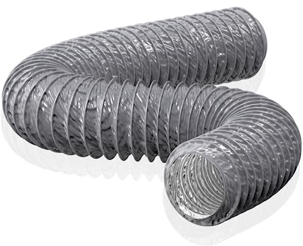 HG Power 150mm Ducting Length 5m PVC Aluminium Flexible Ventilation Duct PVC Pipe Tumble Dryer Vent Hose with Clamps for Hydroponics Extractor Fan, Cooker Hood, Bathroom, Toilet, Grey