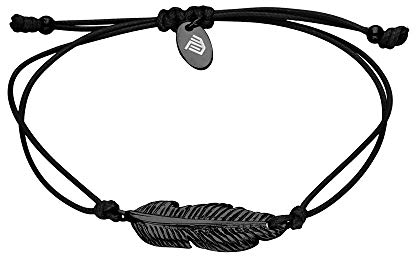 Max Palmer Armband mit Feder Anhänger [02.] - Band: schwarz | Anhänger: schwarz