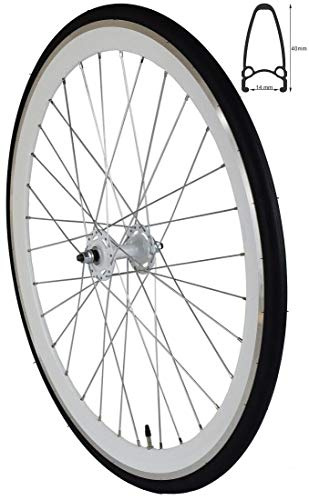 Redondo 28 Zoll Vorderrad Singlespeed Fixie Laufrad Felge Weiß Schwarz + Reifen