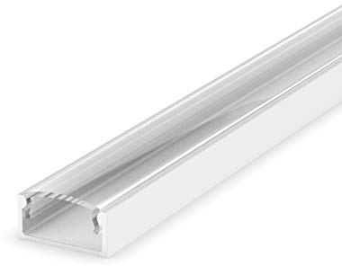 LumenTEC Set: LED Profil, 100cm Profil LED für LED Streifen LT4P + Abdeckung (Weiss, transparent)
