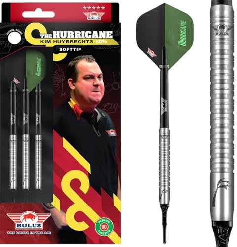 BULL'S Kim Huybrechts 80% Tungsten Soft Tip Darts - 18g Professional Darts Set Kim Huybrechts 80% Tungsten Steel Tip Darts